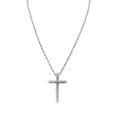14k White Gold Classic Lab Diamond Cross 0.41 Ctw